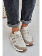 Dámské kožené tenisky na platformě béžové model 21685462 - EVENTO