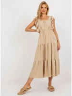 Sukienka DHJ SK model 18605439 ciemny bezowy - FPrice Sukienka DHJ SK model 18605439 ciemny bezowy - FPrice