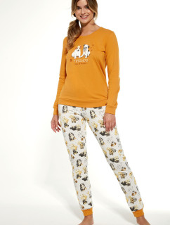 Dámske pyžamo 671/305 DOGS Tmavo žlté s potlačou v farbe ecru - Cornette