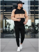 Pánska ťavia a čierna pruhovaná mikina FashionStreet BX5897