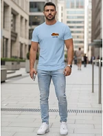 Pánske tričko s minimalistickou potlačou modré FashionStreet NX5096R