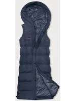 Tmavomodrá hrubšia dámska vesta (23-008)