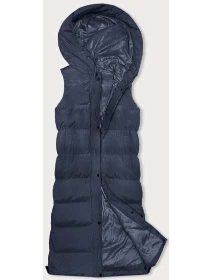 Tmavomodrá hrubšia dámska vesta (23-008)