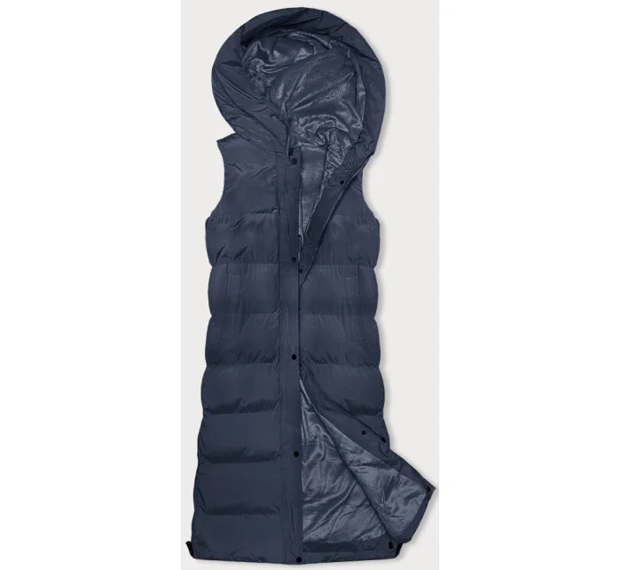 Tmavomodrá hrubšia dámska vesta (23-008)