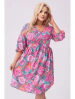 Ružové a zelené dámske letné kvetinové šaty (8276) Ružové a zelené dámske letné kvetinové šaty (8276)