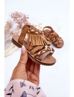 Dziecięce Sandały Na Rzep Z Frędzelkami Brązowe Missy Dziecięce Sandały Na Rzep Z Frędzelkami Brązowe Missy
