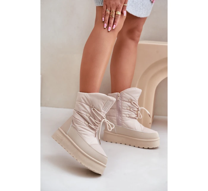 Śniegowce Na Platformie Na Zamek Big Star OO274885 Beżowe Śniegowce Na Platformie Na Zamek Big Star OO274885 Beżowe