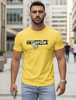 Pánske bavlnené tričko s potlačou žlté FashionStreet NX5017R