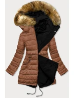 Čierno-karamelová obojstranná dámska zimná bunda (m-21508)