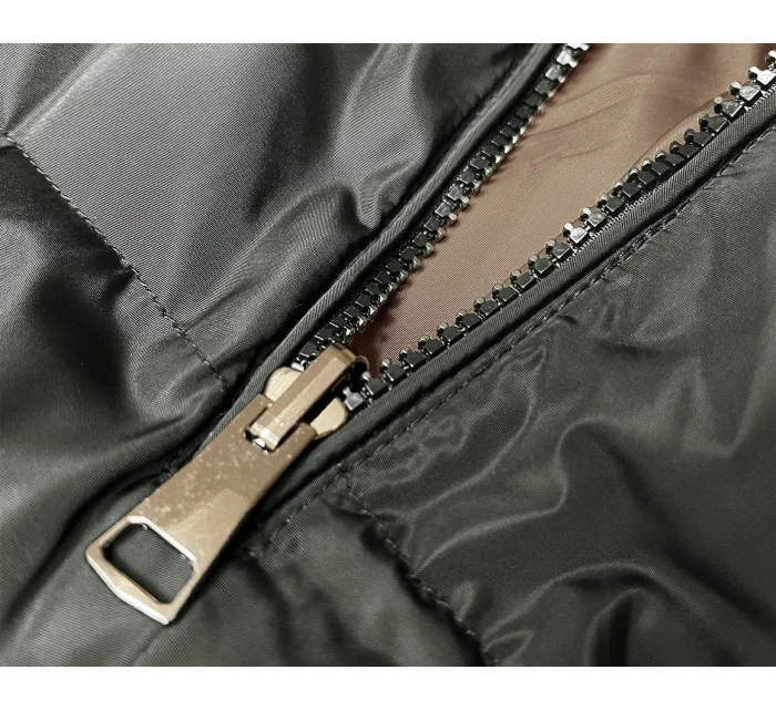 Dámska dlhá obojstranná vesta khaki-béžová (B8248-11)