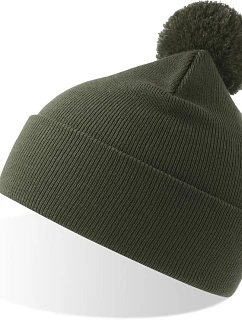 Atlantis Headwear Wind-S Pompom Pletená čiapka s bambulou 33.0294 olivová