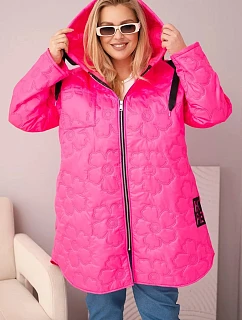 Dámska prešívaná bunda s kapucňou a HOPE Pink Neon