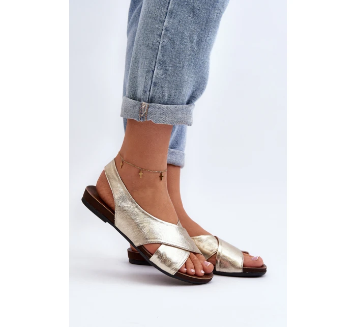 Zazoo 40407 Sandały Skórzane Damskie Złote