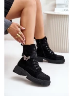 Zateplené kotníkové boty s ozdobou Černé model 21671908 - S.Barski Zateplené kotníkové boty s ozdobou Černé model 21671908 - S.Barski
