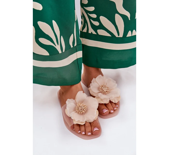 Transparentne Płaskie Klapki Damskie Ze Sztucznym Kwiatem Nude Vobetta Transparentne Płaskie Klapki Damskie Ze Sztucznym Kwiatem Nude Vobetta