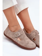 Semišové Polobotky Barefoot Dámské S Přezkou model 21703098 Béžové - Zazoo