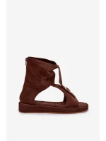 Dámské sandály s páskem čokoládové Coralya