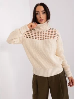 Sweter TO SW model 18959564 jasny beżowy - FPrice Sweter TO SW model 18959564 jasny beżowy - FPrice