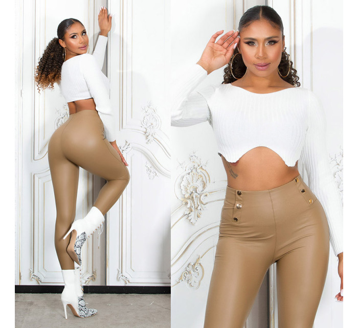 Sexy faux leather thermal leggings