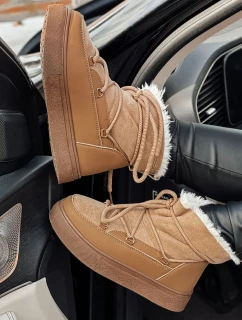Dámske zateplené snehové topánky LUXSNUG camel FashionStreet ZY0570