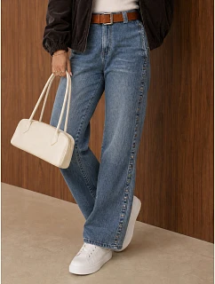 damskie wide leg z paskiem niebieskie model 22394623 - FashionStreet