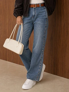 Dámske široké džínsy s voľnými nohavicami a opaskom, modré, FashionStreet UY3126