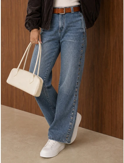damskie wide leg z paskiem niebieskie model 22394623 - FashionStreet damskie wide leg z paskiem niebieskie model 22394623 - FashionStreet