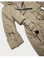 Dámska tmavobéžová bunda Goodlookin s ohrnutými rukávmi (B8556-12)