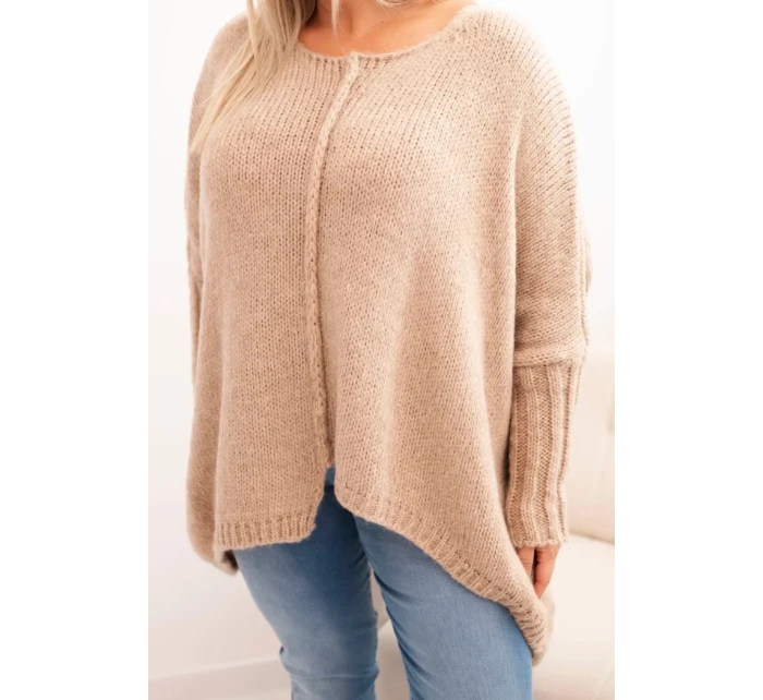 Dámske Plus veľkosť 3/4 rukáv akryl sveter Camel