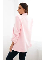 Bunda s klopami elegantná cukríkovo ružová Bunda s klopami elegantná cukríkovo ružová