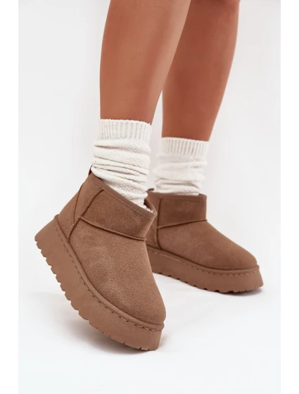 Śniegowce Damskie Na Platformie Ocieplane Futerkiem Khaki Vesirae Śniegowce Damskie Na Platformie Ocieplane Futerkiem Khaki Vesirae