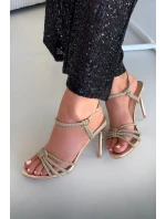 Dámské sandály na jehlovém podpatku s pásky a zlaté model 21821779 - Boto