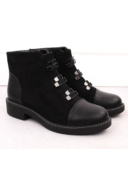 Dámské zateplené semišové kotníkové boty, černé, model 22396864 - M. Daszyński Dámské zateplené semišové kotníkové boty, černé, model 22396864 - M. Daszyński