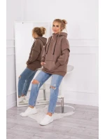 Zateplená mikina s polovičným zipsom mocca
