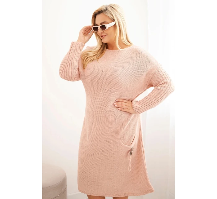 Dámská  Plus Size s oversize s kapsou pudrově růžová model 21393362 - K-Fashion