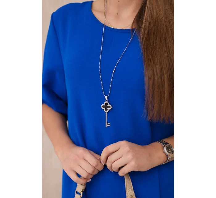 Súprava blúzka + nohavice s príveskom chrpová modrá