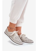 Półbuty Skórzane Damskie S.Barski LR51-610 Beżowe