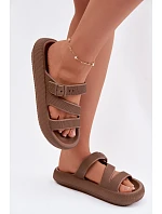 Pěnové dámské pantofle s pásky a sponou Big Star model 22100713 hnědé - Big Star Shoes