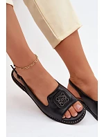 Dámské sandály na nízkém podpatku s ozdobou model 22133753 Černé - S.Barski