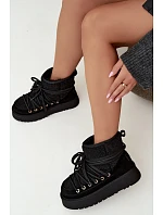 Kožené semišové zimní boty s kožešinou model 22557108 Černé - D&A