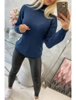 Polovičný sveter s rolákom tmavo modrý