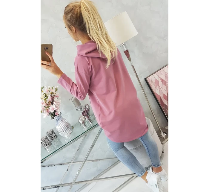 Mikina s kapucňou s dlhým chrbtom tmavo ružová