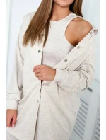 3dílný set model 18997820 top a legíny béžová melanž - K-Fashion 3dílný set model 18997820 top a legíny béžová melanž - K-Fashion