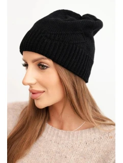 Dámská zimní čepice z vlny s vzorem černá model 21783073 - K-Fashion