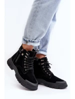 Ocieplane Zamszowe Damskie Botki Trapery Czarne Jailina Ocieplane Zamszowe Damskie Botki Trapery Czarne Jailina