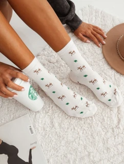 Bawełniane Skarpetki Damskie W Sarny Białe