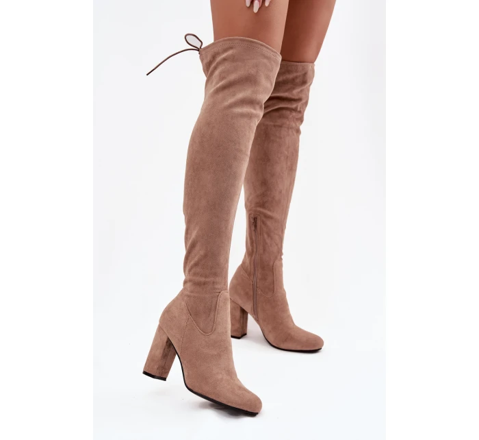 Kozaki Damskie Na Słupku Beżowe Xamarin