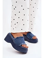 Dámské platformové sandály s džínovým vzorem Virelia Dámské platformové sandály s džínovým vzorem Virelia