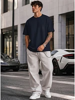 Pánske základné oversize tmavomodré bavlnené tričko FashionStreet RX5684 Pánske základné oversize tmavomodré bavlnené tričko FashionStreet RX5684