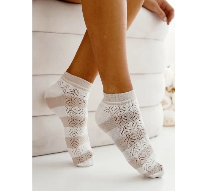 Milena 1504-003 Pruhované ažurové nohavice 37-41